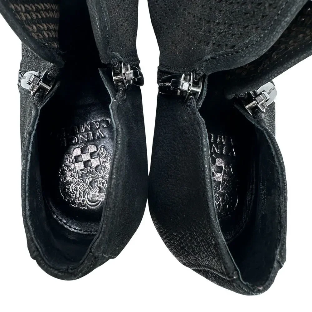 Vince Camuto Canilla Suede Booties in Black‎ Women Size 7 M Leather